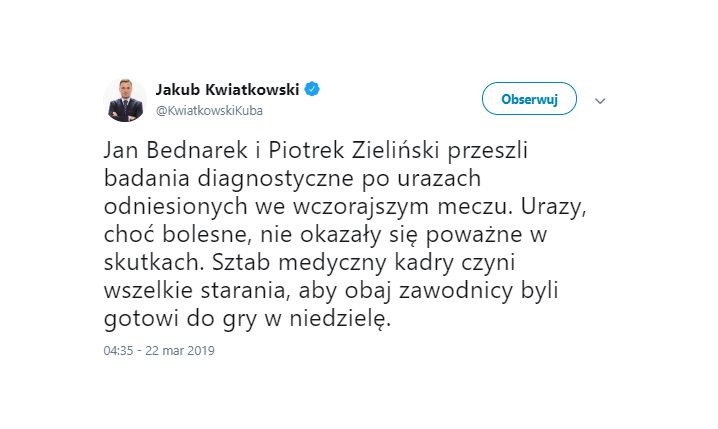 Dobre wieści ws. Bednarka i Zielińskiego